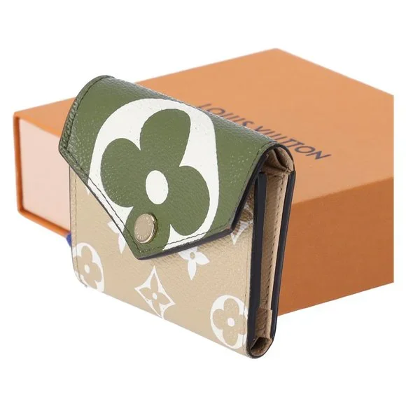 Louis Vuitton M67640 Monogram Giant Portefeuille Zoe Khaki Trifold Wallet w Box - Picture 6 of 16